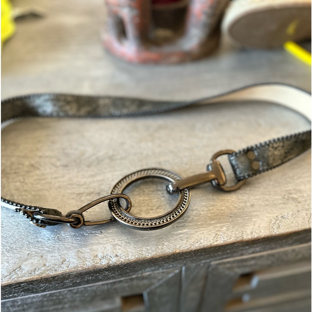Never worn Leather rock dark gray with beading